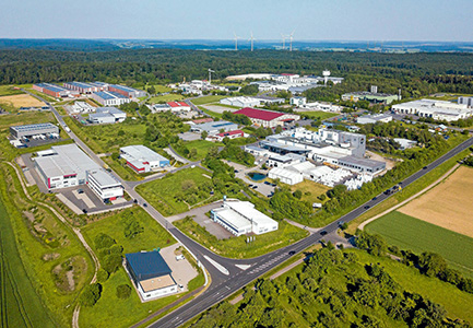 Luftaufnahme des Regionalen Industriepark Osterburken (RIO) im Bauland.